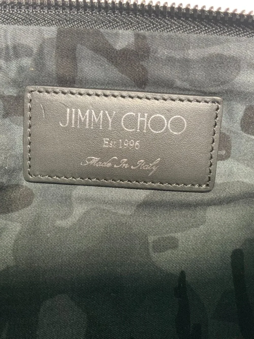 Jimmy Choo Black Leather Star Studded Clutch/Wristlet w/ Silver Accents